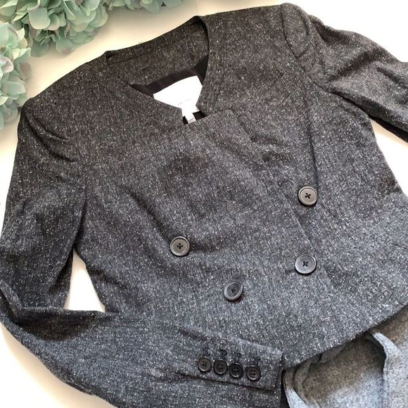 Adam Lippes wool/silk blend grey short jacket S 2 - Picture 3 of 9